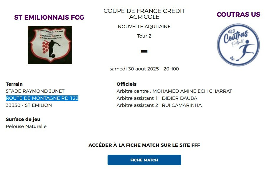 Senior A  ST EMILION - COUTRAS